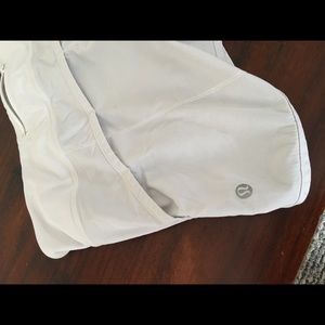 White lululemon running shorts